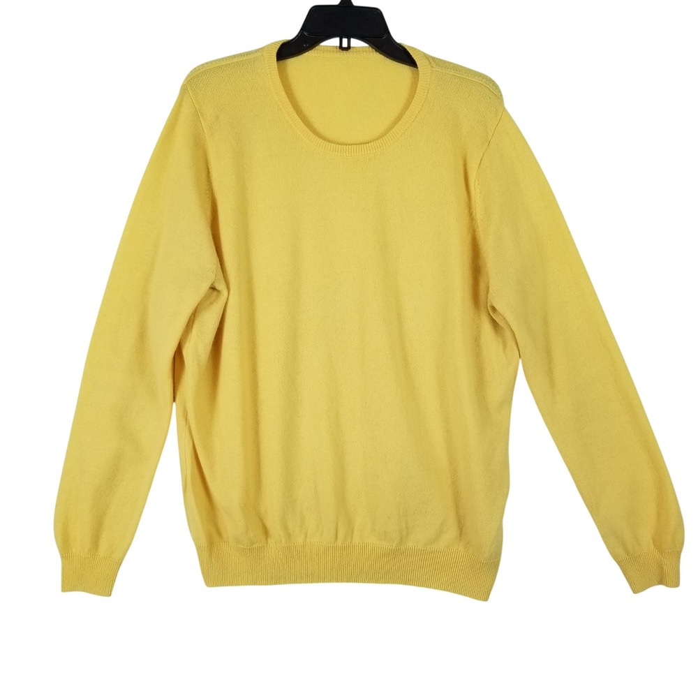 WoolOvers Yellow Merino Wool Cashmere Blend Crew Neck Sweater A13LT Mens XL
